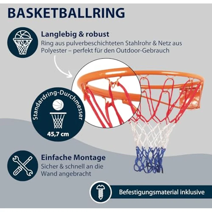 HUDORA 71710 - Basketball-Set Slam It, Korb + Ball + Pumpe – Bild 4