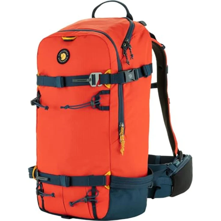 Fjällräven Bergtagen Touring 30L Rucksack, wasserdichter Skitouren-Rucksack aus 100% recyceltem Polyamid, Flame Orange/Mountain Blue, M/L – Bild 3