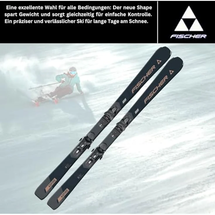 Fischer Aspire SLR, Damenski Carvingski mit On-Piste-Rocker und RS9 SLR Bindung, geeignet für Einsteiger bis Fortgeschrittene, schwarz, Modell 2024, All Mountain Ski, Taillierung 114-71-100, Radius 13 m – Bild 3