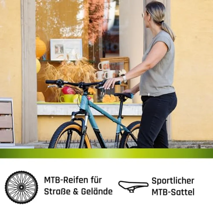 Galano GA270 Mountainbike, 27,5 Zoll Hardtail mit 21 Gängen, schwarz/grün – Bild 6