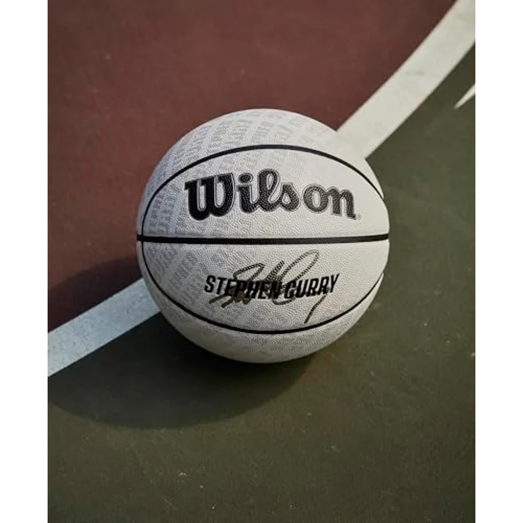 Wilson NBA Player Icon UV Basketball, Stephen Curry Design, Grau, Größe 7, mit UV-Schutz, Pure Feel Textur und True Grip Beschichtung – Bild 5