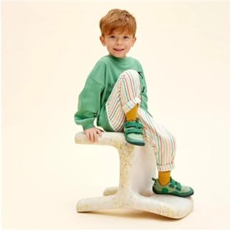 Affenzahn Kid's Barfussschuhe Lucky, Unisex Kletterschuhe aus 100% Bio-Baumwolle, Grün, Größe 26 mit Klettverschluss und rutschfester Gummisohle – Bild 2