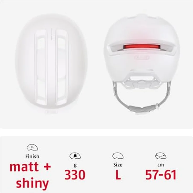 Abus HUD-Y, Velohelm (57 - 61 cm) mit wiederaufladbarem Heck-LED und futuristischem Design für urbane Nutzung – Bild 3