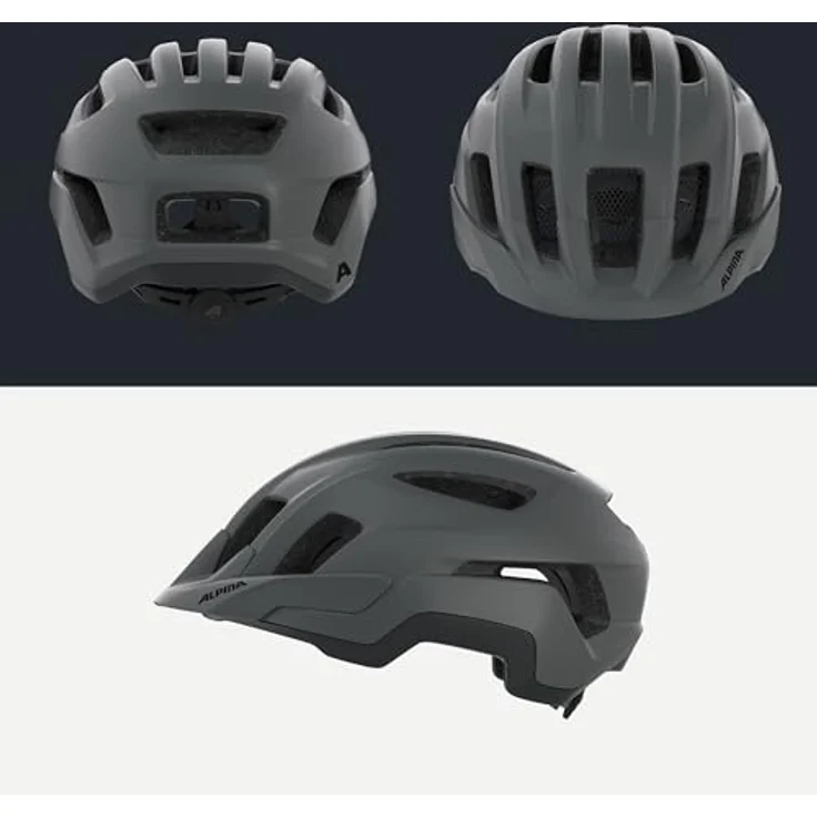 Alpina Paranus Midnight-Grey Matt, Fahrradhelm mit schlagabsorbierender EPS-Innenschale und windschnittigem Schild – Bild 4