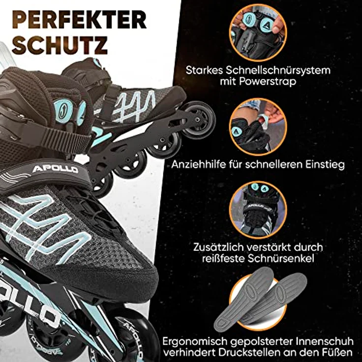 Apollo Inlineskates Fast Entry Inline Skates Inliner Air Flow X2, Inliner für Teenager, Damen und Herren, orange/green/purple/silver – Bild 4