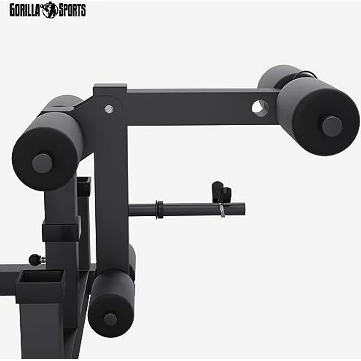 GORILLA SPORTS® Kraftstation Universal Set 46-teilig mit 100 kg Hantelset - Trainingsbank, Fitnessstation, Trainingsstation, Schwarz/Wiß – Bild 7