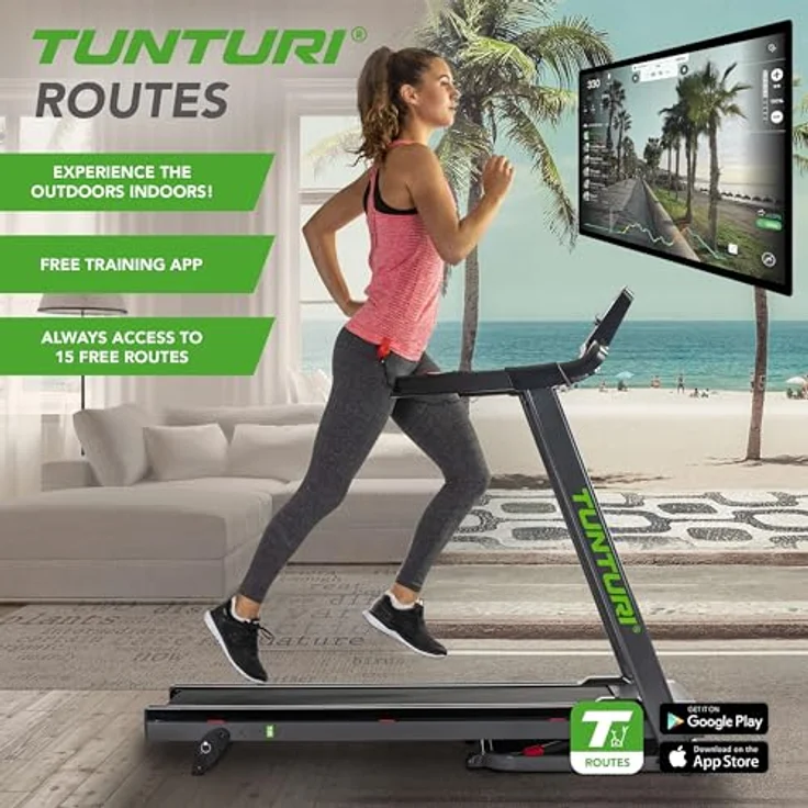 Tunturi Cardio Fit T35 Klappbares Laufband - Laufband mit Bluetooth - 12 Trainingsprogramme - Klarer Bildschirm - Geschwindigkeitsbereich: 0,8-16,0 km/h – Bild 2