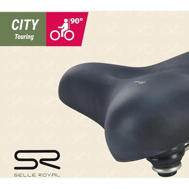 Selle Royal Touren-City-Sattel, Fahrradsattel mit Vollschaumpolsterung und Gelfüllung, Elastomerdämpfung, Lederstruktur, Schwarz – Bild 2