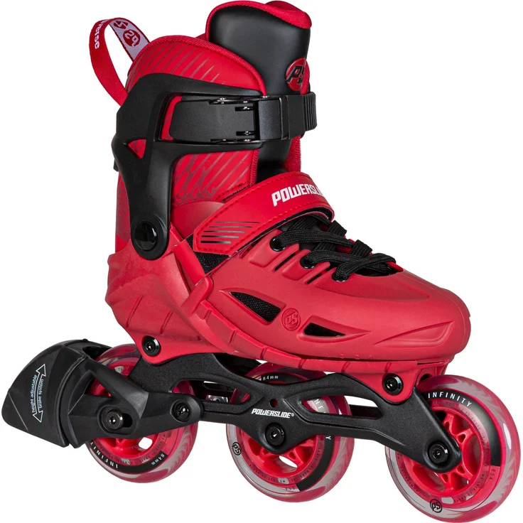 Powerslide Phuzion Universe Red, Inline Skates für Kinder, verstellbar in den Größen 33-36, 3-Rollen-Setup, robuste Hartschale, komfortables Stretch-Futter