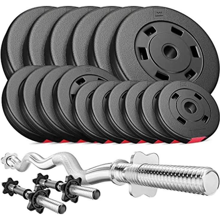 Hop-Sport Hantelset 56 kg, 1x SZ Stange, 2X Kurzhanteln, Hantelscheiben 6x5kg/4x2,5kg/6x1,25kg - Preisvergleich