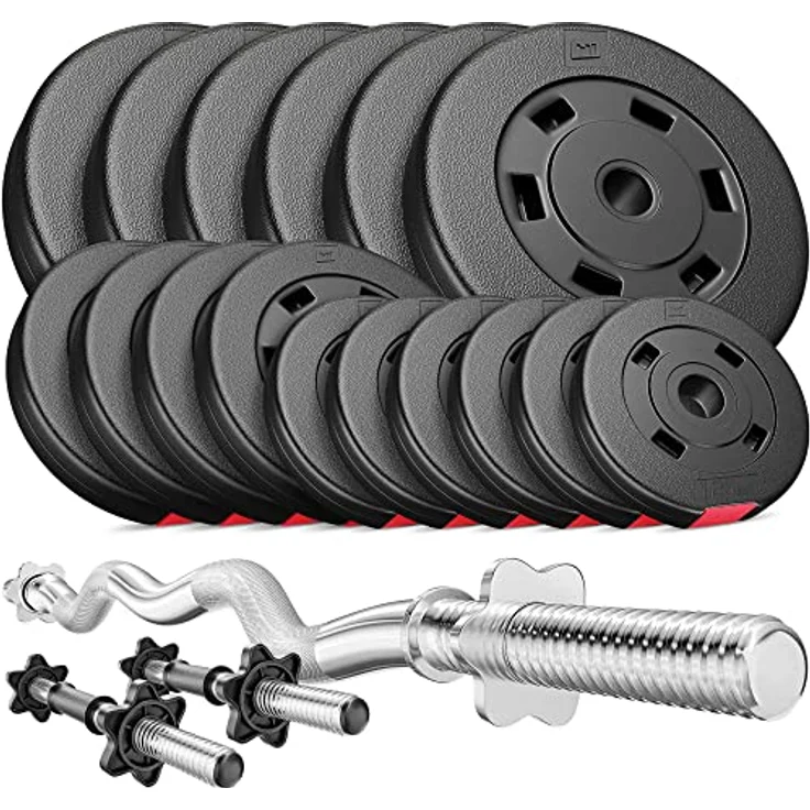 Hop-Sport Hantelset 56 kg, 1x SZ Stange, 2X Kurzhanteln, Hantelscheiben 6x5kg/4x2,5kg/6x1,25kg - Preisvergleich – Bild 1