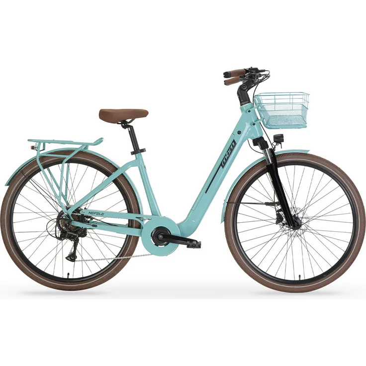 MBM Elektro-Citybike NEFELE 28 Zoll, türkis, 7-Gang Shimano Schaltung, 120 km Reichweite, hydraulische Scheibenbremsen