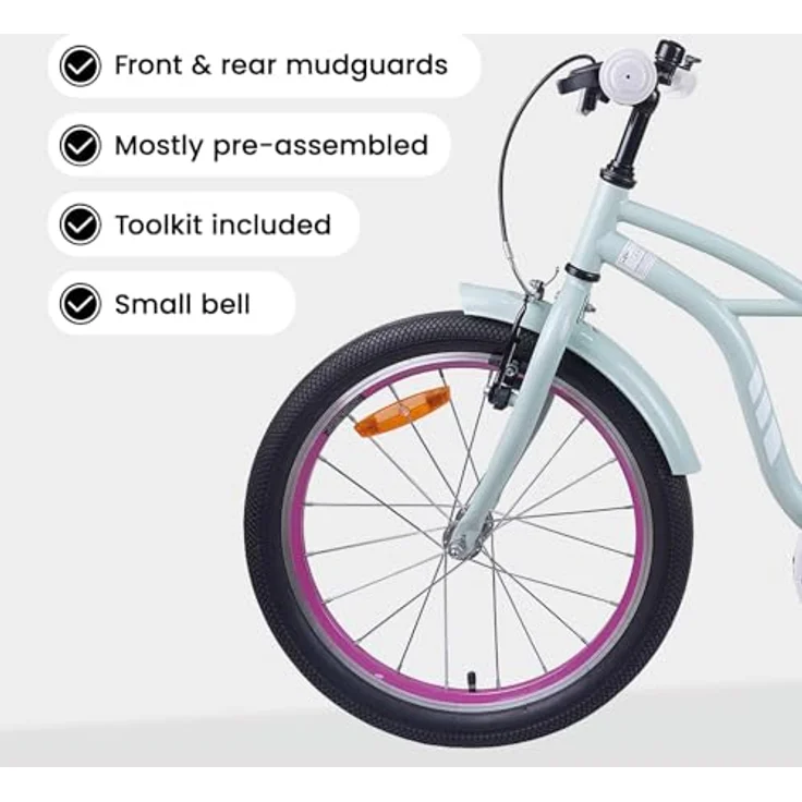 vidaXL Kinderfahrrad 18 Zoll, für Kinder von 5-7 Jahren, hellgrün, mit 123 x 51 x 78 cm Abmessungen – Bild 6