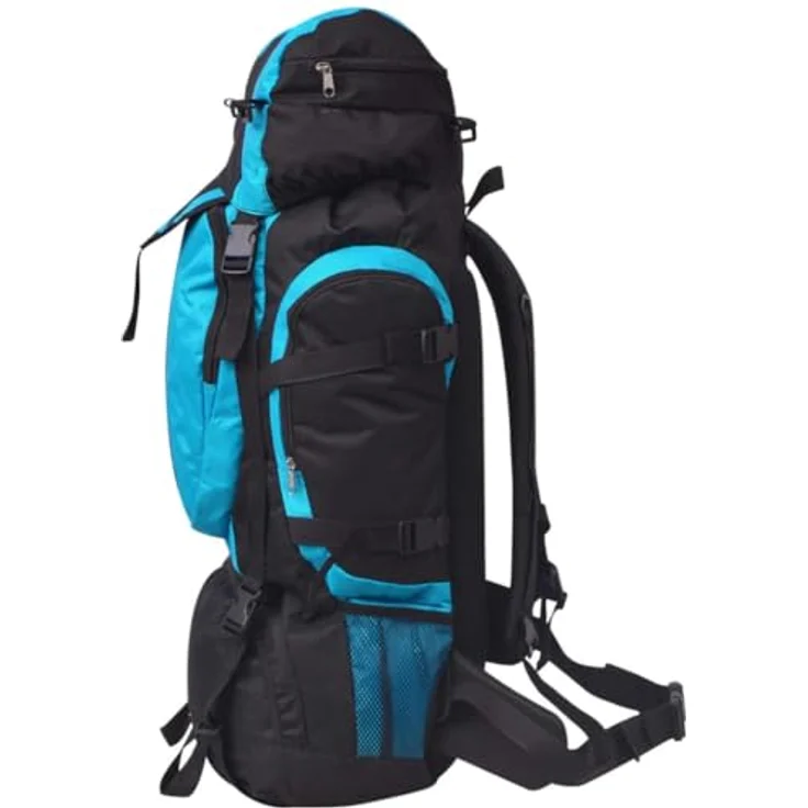 vidaXL Wanderrucksack Reiserucksack Camping Trekking XXL 75 L, schwarz und blau, langlebig und wasserabweisend – Bild 3