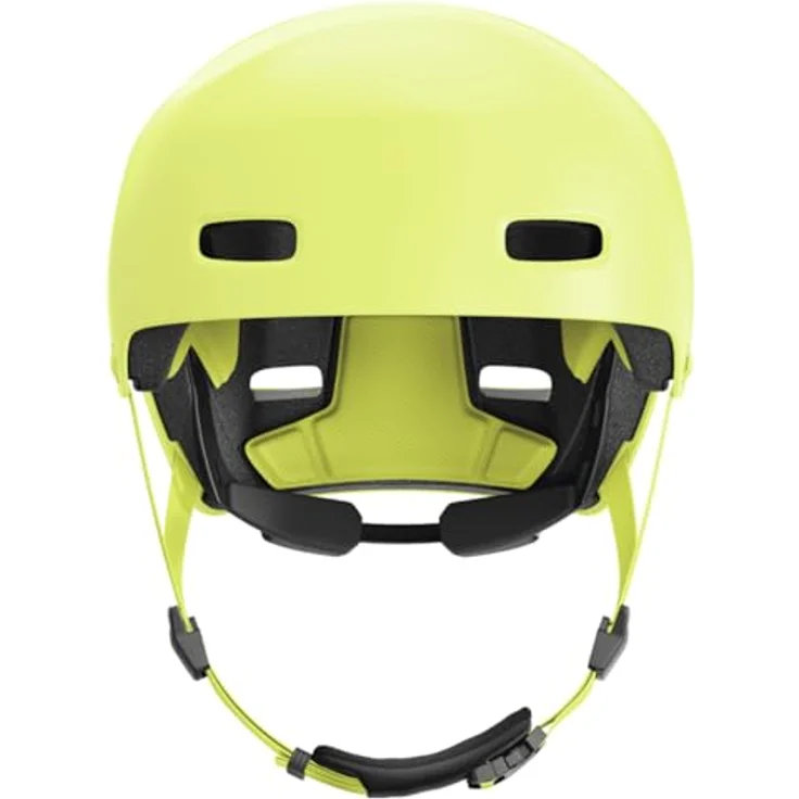 ABUS XOXO Fahrradhelm, Cityhelm im Skater-Look, mit optimiertem Kinnpolster, Größe S, mono gelb – Bild 2