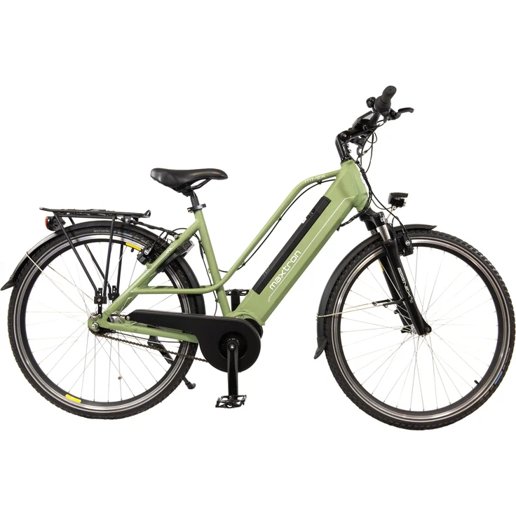 MAXTRON Trekking E-Bike MT-12X, Unisex Pedelec in Reseda-Grün mit 250W Mittelmotor und hydraulischer Felgenbremse
