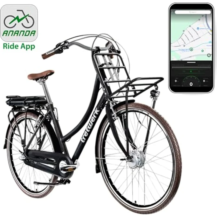Tretwerk Sophia E-Bike, 28 Zoll Pedelec mit 3 Gang Shimano, 522 Wh Akku, Bluetooth und App, schwarz/weiß – Bild 6