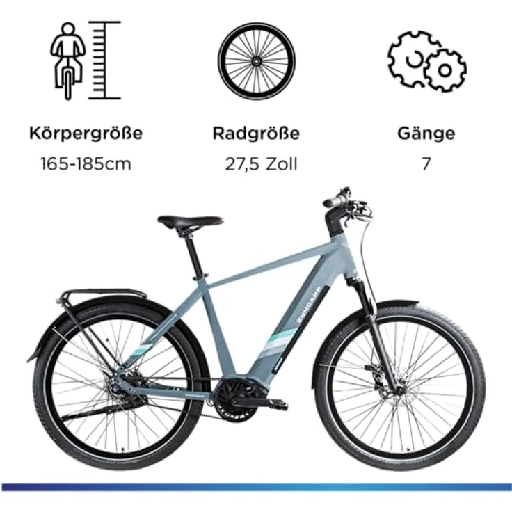 ZÜNDAPP X850 Trekking E-Bike, 27,5 Zoll Pedelec mit 550Wh Akku, Riemenantrieb, 7 Gang, basaltgrau, 53 cm – Bild 4