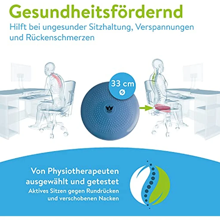 ZenOne Sports Balancekissen, orthopädisches Sitzkissen, Balance Board, Noppenkissen für aufrechte Haltung, Fitness-, Reha-, Balance- & Krafttraining, inkl. Pumpe, E-Book & Workout-Guide & -Video – Bild 3