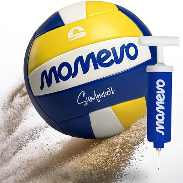 MOMEVO Sundowner Beachvolleyball – Weicher Trainingsball in offizieller Größe mit Pumpe – Bild 1