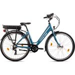 HOLLANDIA E-Citybike Damen 28" Optima Basic RH 46 cm Blau 250 Watt Li-Ion 36V/13 Ah 7 Gänge - Elektrofahrrad mit bis zu 120 km Reichweite