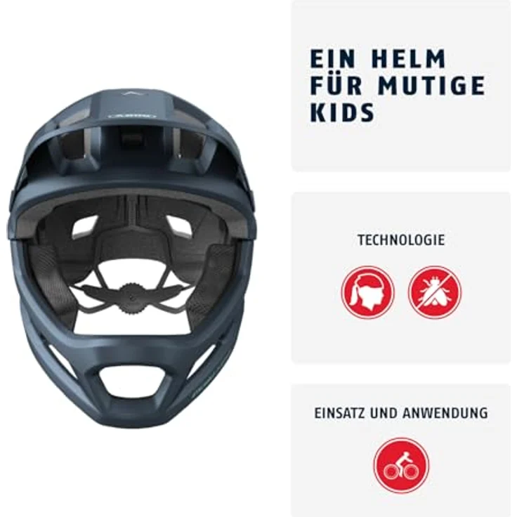 ABUS MTB-Helm YouDrop FF, Fullface-Helm für Kinder und Jugendliche mit abnehmbarem Kinnschutz, blau, Größe S – Bild 2