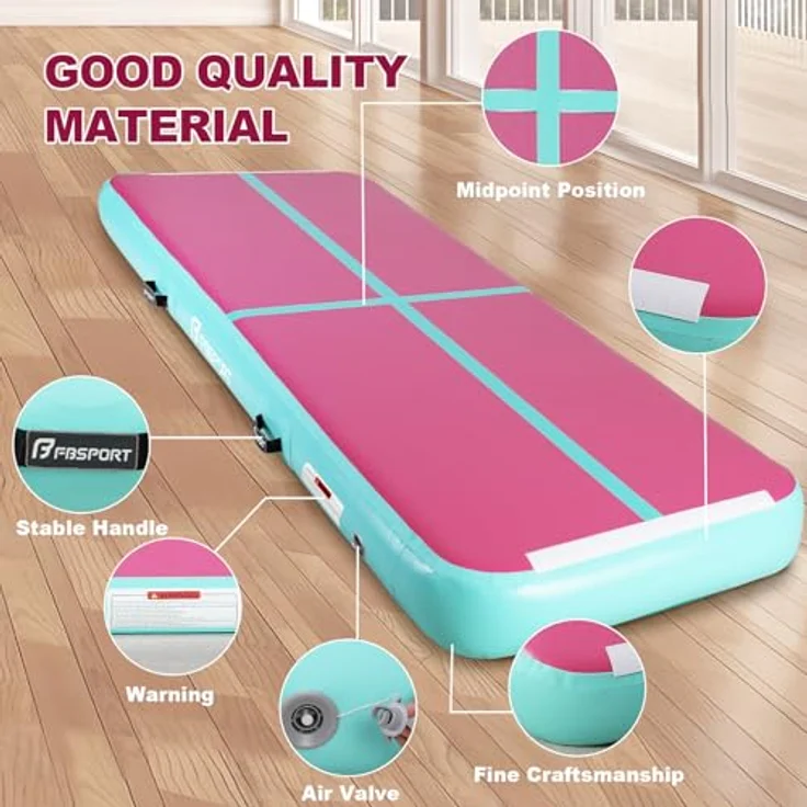 FBSPORT Air Tumbling Track 3 m, aufblasbare Trainingsmatte mit 10 cm Höhe, ideal für Tumbling und Yoga, inklusive Pumpe – Bild 3