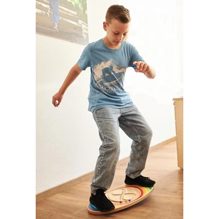 goki Balanceboard Labirinto, farbenfrohes Balancegerät mit drei beweglichen Kugeln für Groß und Klein – Bild 3