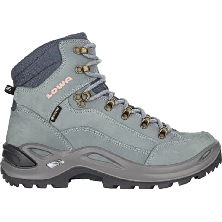 LOWA RENEGADE GTX MID Ws 6122, Wasserdichter Wanderschuh aus Nubukleder, eisblau/lachs