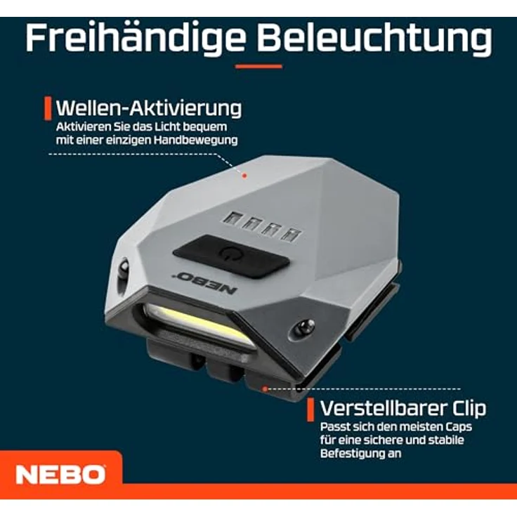 NEBO Einstein Cap 100, Wiederaufladbare Kopflampe mit 100 Lumen, wasserfest, grüne Nachtsicht-LED, ideal für Joggen und Wandern – Bild 3