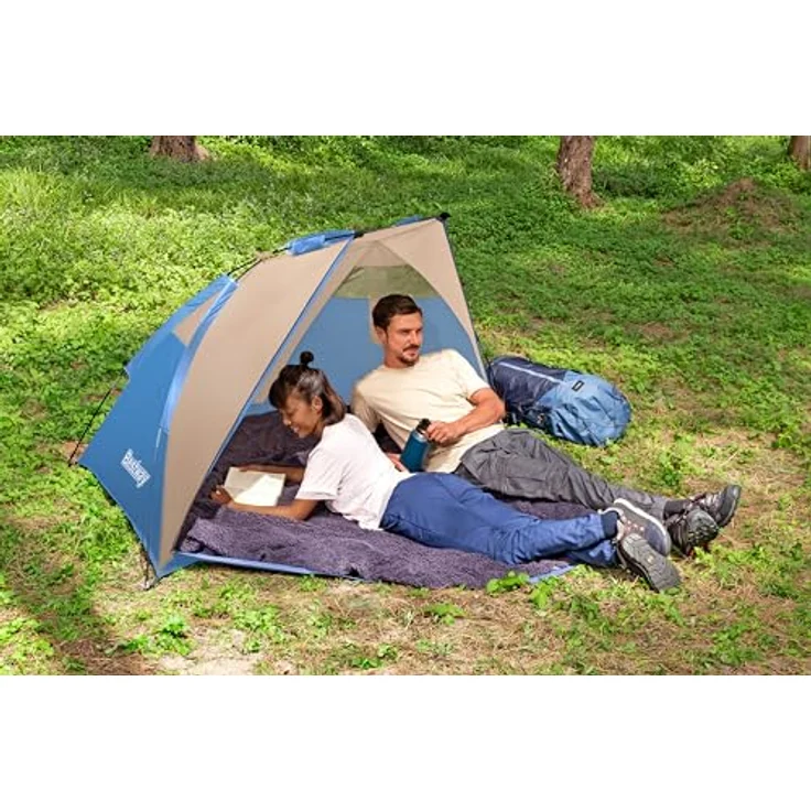 Bestway Strandzelt, wasserabweisend, für 2 Personen, blau, 200 x 100 x 100 cm, inklusive Transporthülle – Bild 7