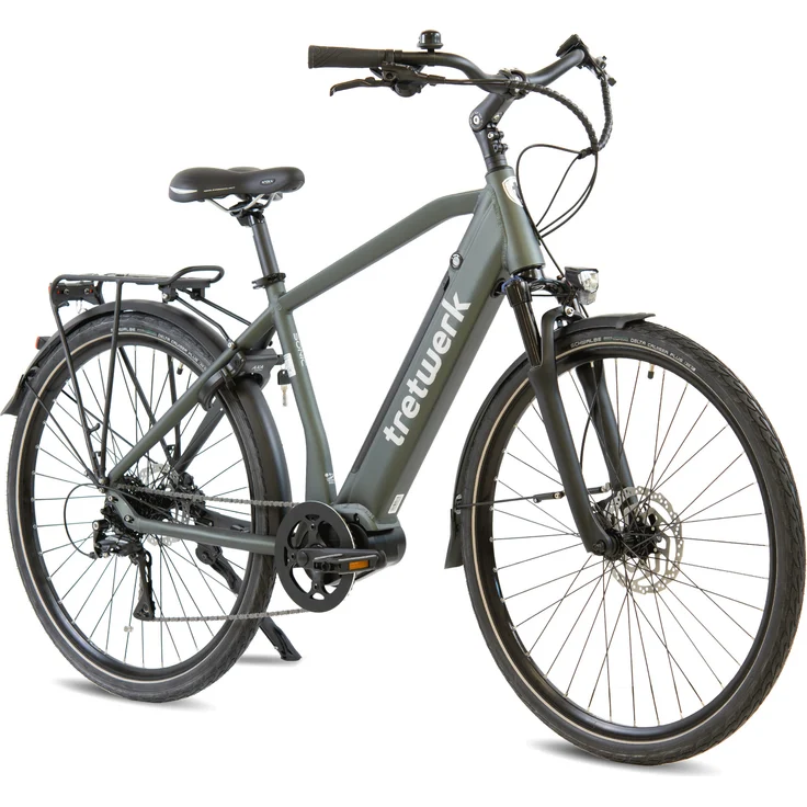 Tretwerk Sonic Pedelec 28 Zoll E Bike Trekkingrad 160 - 180 cm Elektrofahrrad Trekking 8 Gänge, Diamantrahmen, Ananda M80 Motor, Zoom Federgabel, 522 Wh Rahmenakku, Shimano Acera Schaltung, hydraulische Scheibenbremsen, Schwalbe Delta Cruiser Plus 47-622, für Personen zwischen 160 und 180 cm, vormontiert, schwarz