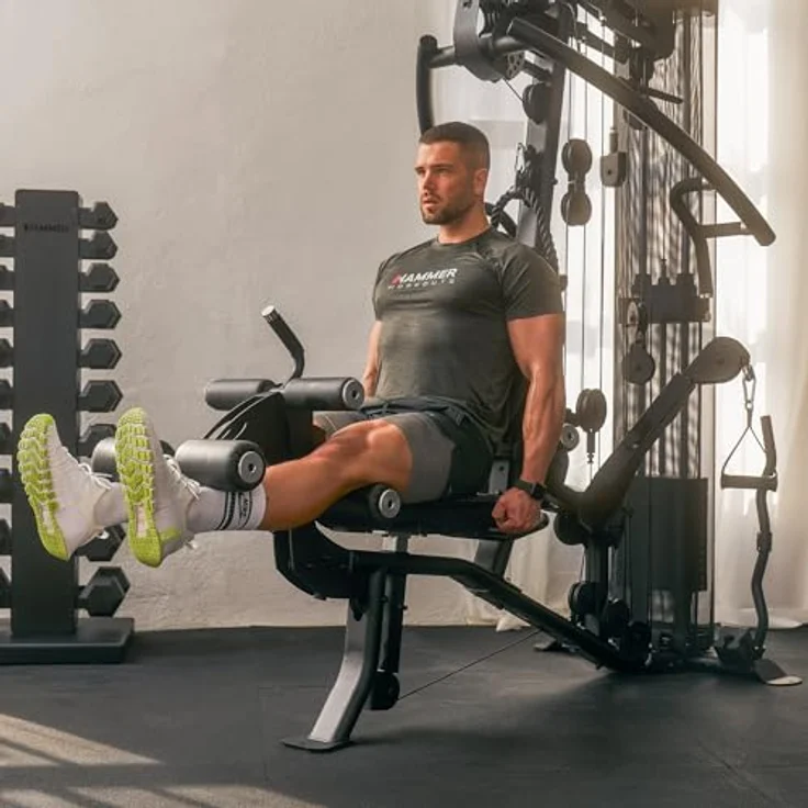 HAMMER Kraftstation Autark 5.0, All-in-One Fitnessstation mit 190° schwenkbaren Multifunktionsarmen, Push- & Pull-Station, Latzug-Modul, Bauch- & Trizepsmodul, Beincurler/-strecker für Home Gym – Bild 3