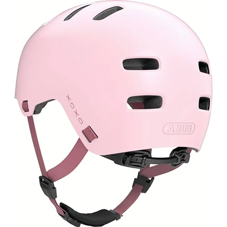 ABUS Fahrradhelm XOXO, Cityhelm im Skater-Look für Skateboard, Fahrrad und Scooter, optimiertes Kinnpolster, Größe S, Rosa – Bild 4