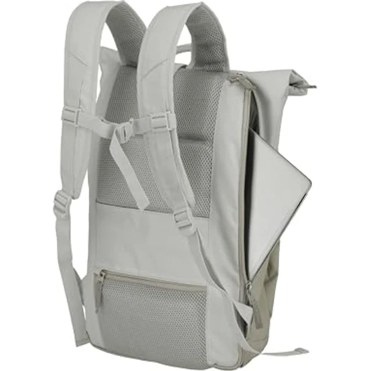 Travelite Handgepäck Rucksack BASICS, Laptop Rucksack 15,6 Zoll, Rolltop Reiserucksack, 60 cm, 35 Liter, Sand/Ivory – Bild 4