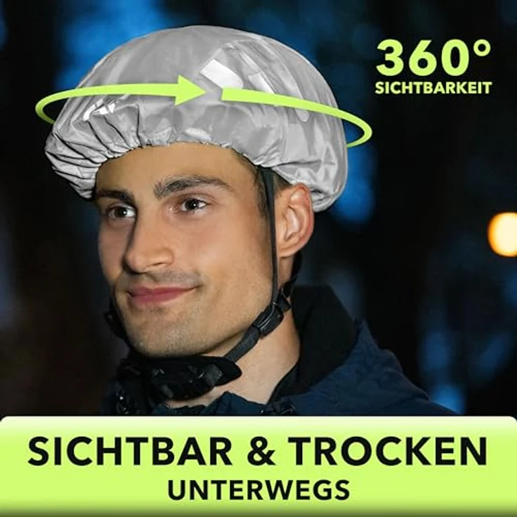 AVANA Regenschutz für Fahrradhelm, reflektierende Abdeckung mit 360 Grad Sichtbarkeit, wasserdicht, hellgrau – Bild 3