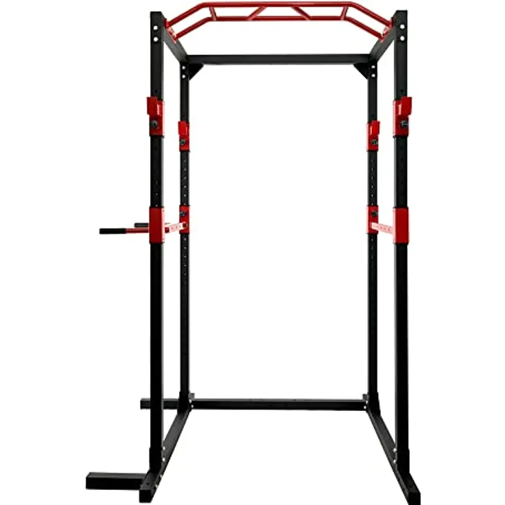 Leiv multifunktionales Power Rack für dein kompaktes Home Gym, für effektives Ganzkörpertraining in Schwarz/Rot