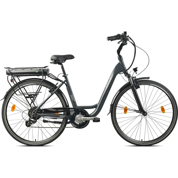 LLobe City E-Bike 28" County, anthrazit, 36V/13Ah - Zuverlässiges City E-Bike mit 7-Gang Shimano Kettenschaltung und 100 km Reichweite