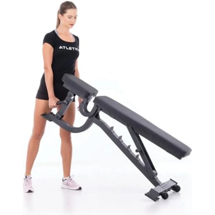 Atletica B2 Hantelbank verstellbar | Trainingsbank mit Incline, Decline und Negativ Funktion | Hochwertiges Leather Material, Schwarz – Bild 2