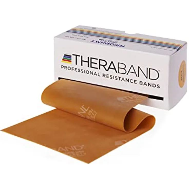 THERABAND TheraBand 5,50m Vorratsrolle, Fitnessband aus 100% Naturlatex Gold für Ganzkörpertraining, Widerstandsband für Yoga, Pilates und Rehabilitation