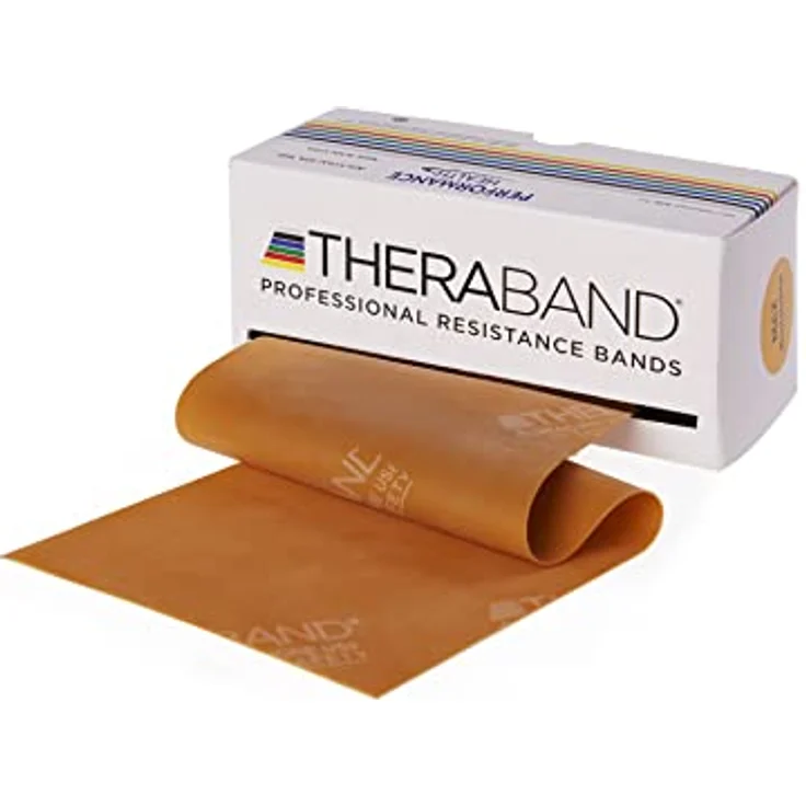 THERABAND TheraBand 5,50m Vorratsrolle, Fitnessband aus 100% Naturlatex Gold für Ganzkörpertraining, Widerstandsband für Yoga, Pilates und Rehabilitation – Bild 1