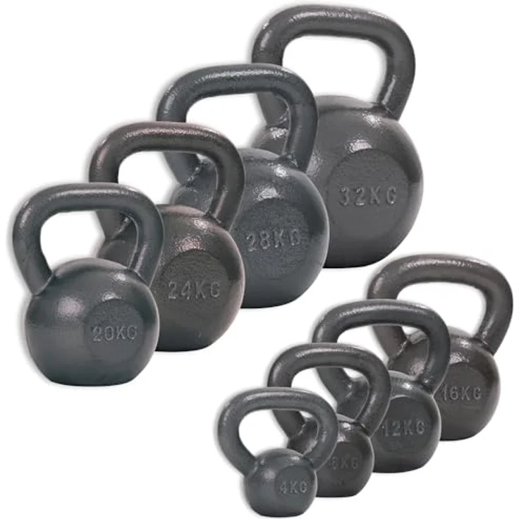 Sport-Thieme Kettlebell Hammerschlag | Hochwertige Eisen Kugelhantel | Rutschfester Griff, Glatte Oberfläche | In 10 Gewichtsklassen: 4-32 kg | Indoor u. Outdoor | Grau lackiert – Bild 1