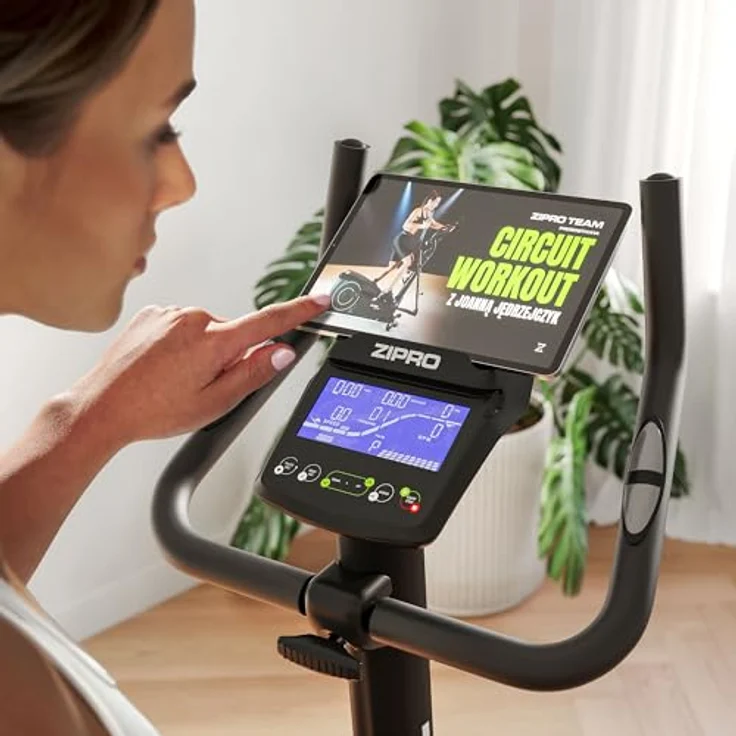 ZIPRO RAVE Heimtrainer Fahrrad - 32-Stufen-Widerstand, Herzfrequenzsensor, 11 Trainingsprogramme, Bluetooth-Konnektivität, Ergometer, Schwarz – Bild 2
