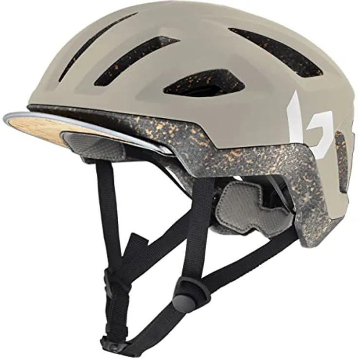 Bolle Eco React Stadthelm Beige L, umweltfreundlicher Fahrradhelm mit Kork- und Recyclingmaterialien, Click-to-Fit System