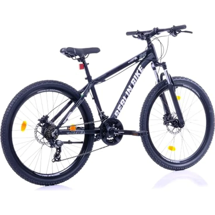 BERLIN BIKE MTB1 Mountainbike, 26 Zoll, 38 cm Rahmenhöhe, Hydraulische Scheibenbremsen, Shimano 21-Gang-Schaltung, Schwarz-Silber – Bild 3