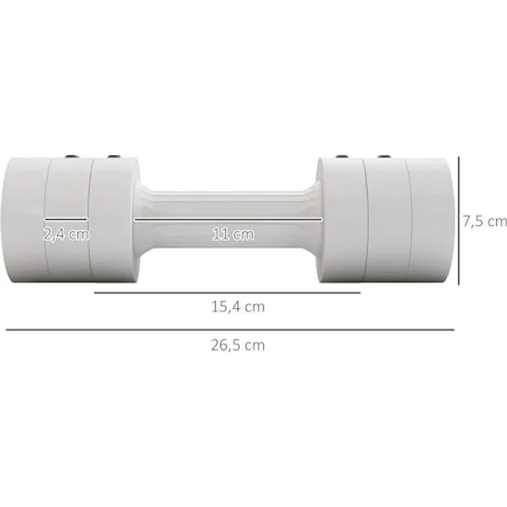 SPORTNOW 2 x 2,5 kg Hanteln, Kurzhanteln mit anpassbarem Gewicht, 1,1/1,8/2,5 kg pro Hantel, bodenschonendes Kunststoffgehäuse, Weiß – Bild 5