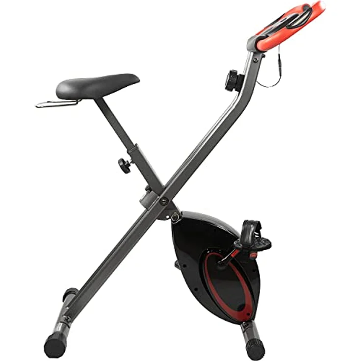 Fjoerdesports faltbarer Fahrradtrainer, Heimtrainer, Fitnessfahrrad LCD Trainingscomputer, klappbarer Hometrainer, inklusive Pulsmessung, max. Benutzergewicht 110 kg, 8 Widerstandsstufen, nordisches Design – Bild 4