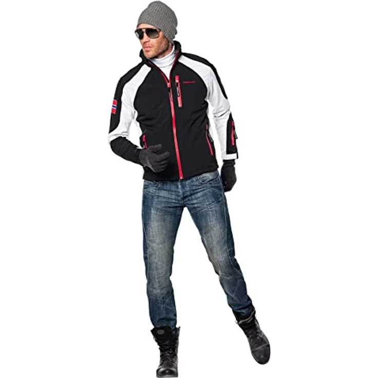 Nebulus Softshell-Skijacke ROCKSHELL, warme und wasserabweisende Herrenjacke mit optimaler Passform, schwarz-weiß, Größe L – Bild 7
