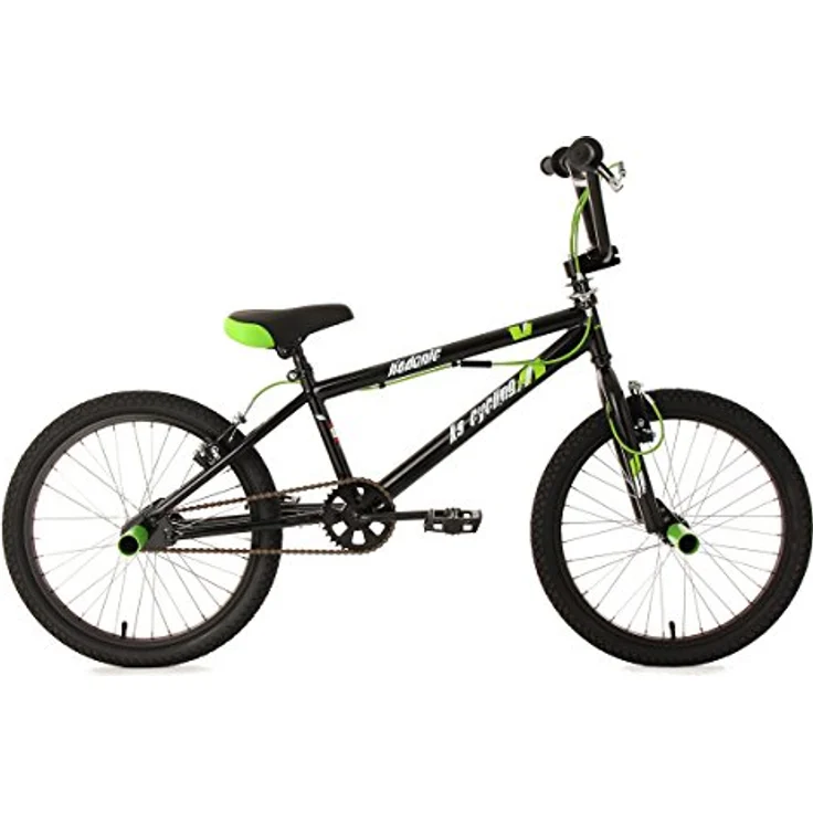 KS Cycling BMX-Rad Hedonic, 20 Zoll, 1 Gang, schwarz und giftgrün, mit 360° Rotorsystem und 4 Stahl-Pegs – Bild 1