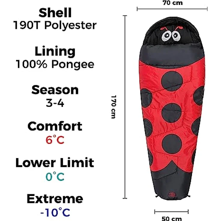 Highlander Schlafsack für Kinder Ladybug Print, 15ºC Komforttemperatur – Bild 2